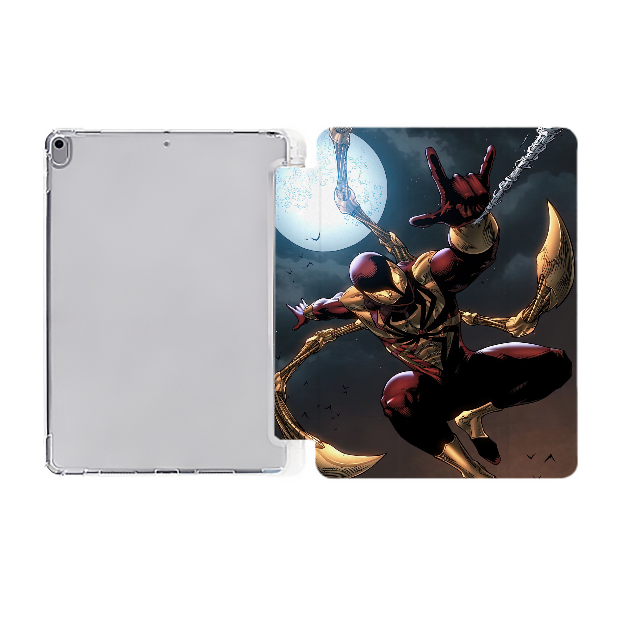 （画像用） Spider Man スパイダーマン IPad ケース ペン収納付き 三つ折りスタンド PUレザー×シリコン 対応機種9.5/10.5/10.9インチ